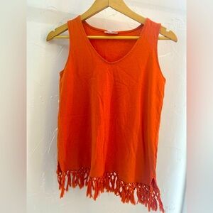 J Jill Women’s Orange Sleeveless Tank Top with Tassels size S